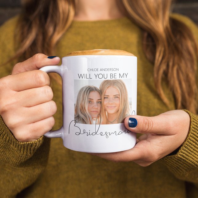 Modern 2 Photo | Bridesmaid Proposal Coffee Mug (Creator Uploaded)