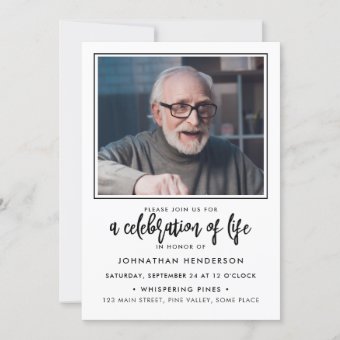 Modern 2-Photo Celebration of Life Invitation | Zazzle