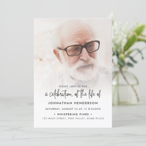 Modern 2-Photo Celebration of Life Invitation | Zazzle