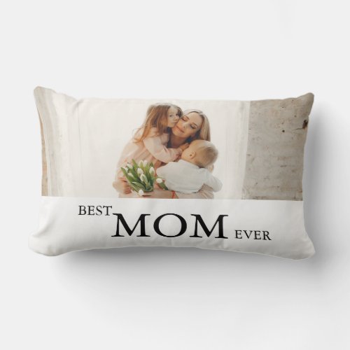 Modern 2 Photo Collage Best Mom Ever Mothers Day  Lumbar Pillow
