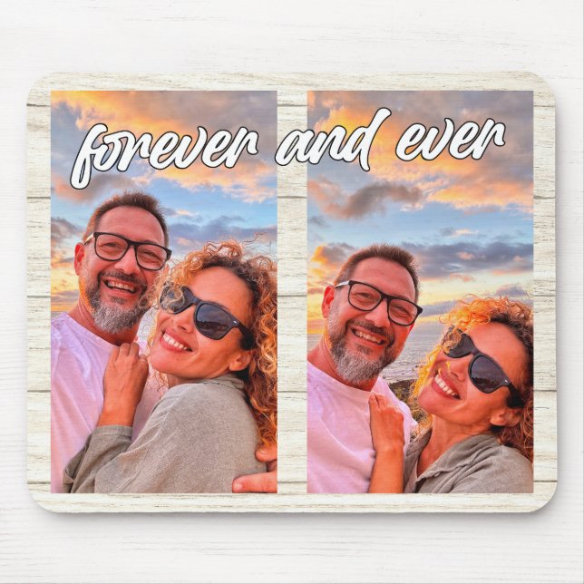 Modern 2-photo Collage Custom Monogram Mouse Pad (Front)