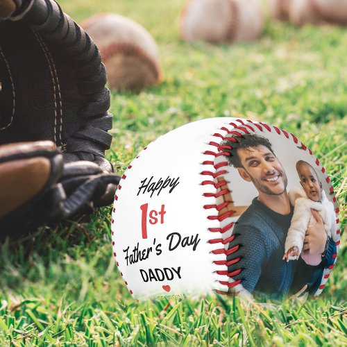Modern 2 Photo Collage First Fathers Day  Baseball