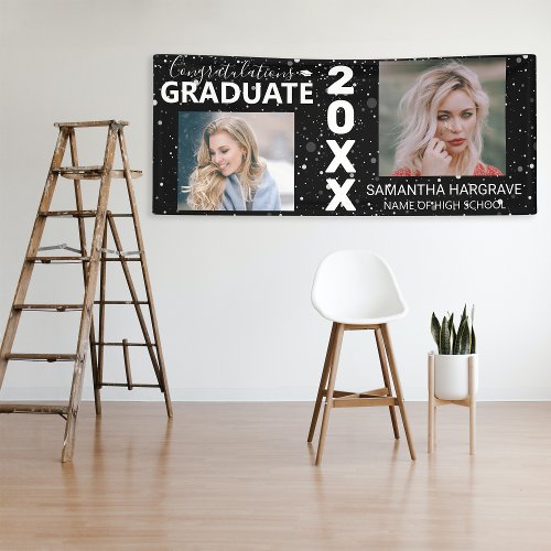 Modern 2 Photo Collage Graduation  Banner