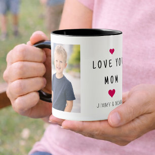 Modern 2 Photo Collage Love You Mom  Mug
