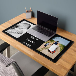 Modern 2 Photo Collage Personalized Monogram Desk  Mat