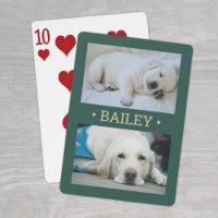 Modern 2 Photo Dog or Any Name Green and Gold