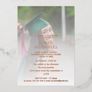 Modern 2 Photo Fade Graduation Party Foil Invitation