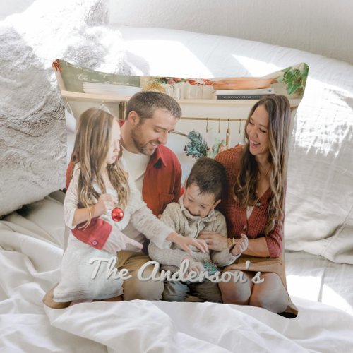 Modern 2 Photo Family Collage Throw Pillow