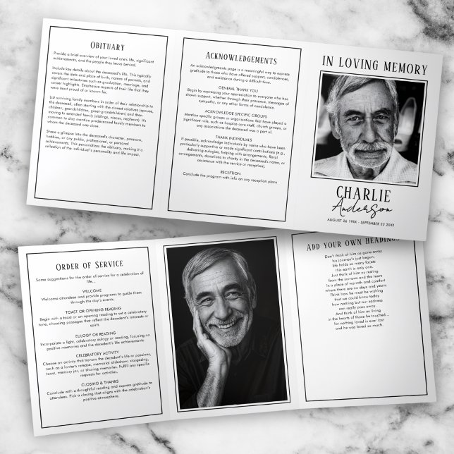 Modern 2-Photo Funeral/Memorial Tri-Fold Program (Creator Uploaded)