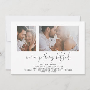 Modern 2 Photo Getting Hitched Wedding Invitation