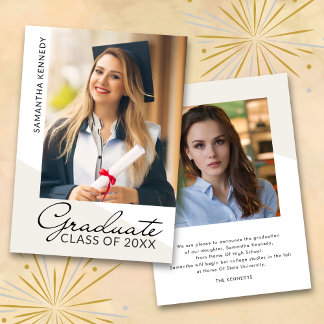 Modern 2 Photo Graduation Class of 2026  Announcement