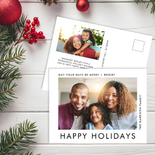 Modern 2 Photo Happy Holidays Christmas Holiday Postcard