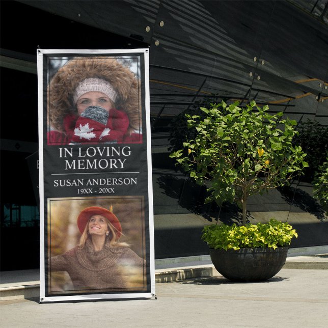 Modern 2 Photo In Loving Memory Retractable Banner (Creator Uploaded)