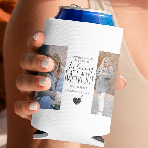 Modern 2 Photo In Loving Memory Tribute Can Cooler
