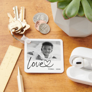 Modern 2 Photo Love Keychain