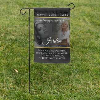 Modern 2 Photo Memorial Tribute In Loving Memory Garden Flag