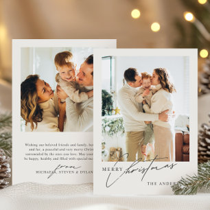 Modern 2-Photo Merry Christmas Holiday Card