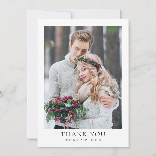 Modern 2 photo Newlywed Wedding Thank you Card (Front)