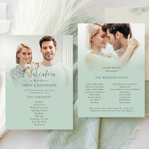 Modern 2 Photo Overlay Script Sage Wedding Program