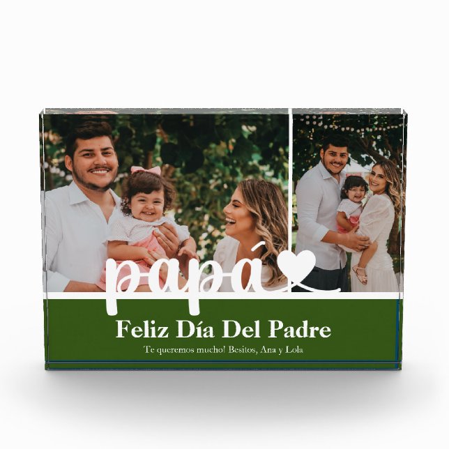 Modern 2 Photo Papa Father's Day Photo Block (Front)