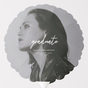 Modern 2-Photo Script Graduation Party Balloon