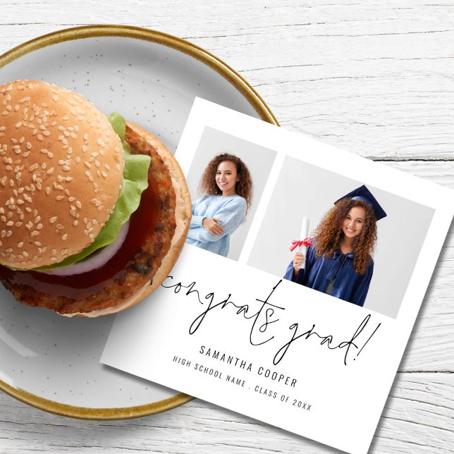 Modern 2 Photo Script Graduation Party  Napkins (Creator Uploaded)