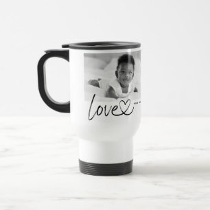 Modern 2 Photo Script Love Travel Mug