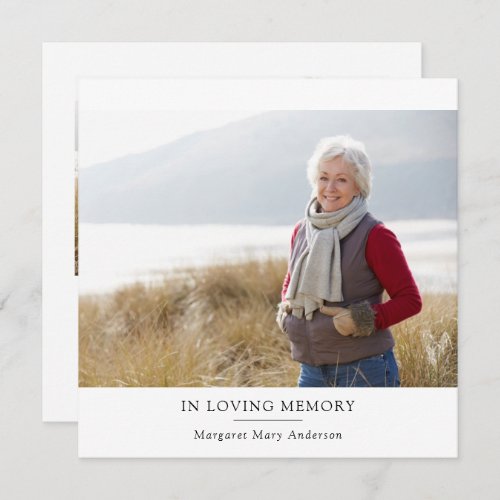 Modern 2 Photo Square Funeral Thank You Card
