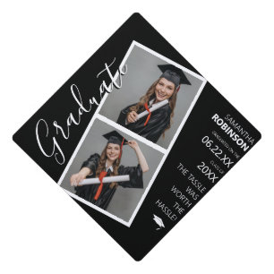 Modern 2 Photo Strip Graduation Cap Topper