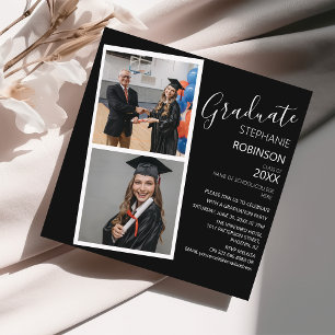 Modern 2 Photo Strip Graduation Party Announcement