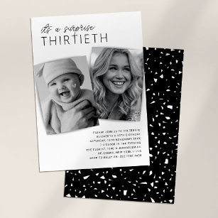 Modern 2 Photo Surprise 30th Birthday Party Invitation