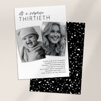 Modern 2 Photo Surprise 30th Birthday Party Invitation by special_stationery at Zazzle