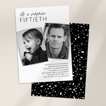 Modern 2 Photo Surprise 50th Birthday Party Invitation by special_stationery at Zazzle