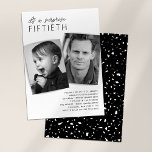 Modern 2 Photo Surprise 50th Birthday Party Invitation<br><div class="desc">Celebrate five decades of you with our classically modern 50th birthday invitations. Show guests your journey with a 'now & then' photo, and keep them in the loop with stylishly presented party specifics. Plus, a surprise terrazzo pattern on the reverse ensures your invitations are just as unique as you are....</div>