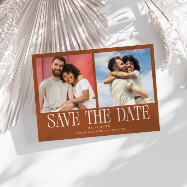 Modern 2-Photo Terracotta Wedding Save The Date (Creator Uploaded)