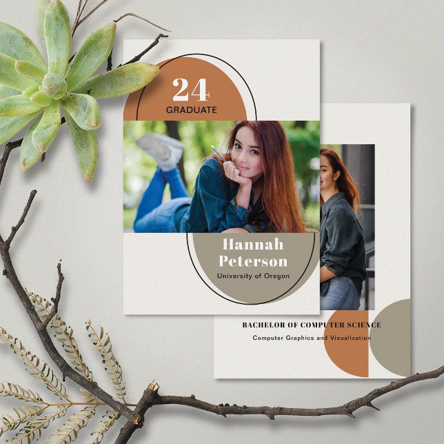 Modern 2 Photo University Pumpkin Taupe Announcement (Creator Uploaded)