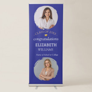 Modern 2 Photo Vertical Graduation Party  Retractable Banner