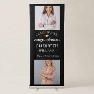 Modern 2 Photo Vertical Graduation Party Retractable Banner