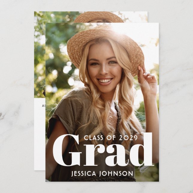 Modern 2 Photo VIRTUAL Graduation Party Invitation (Front/Back)