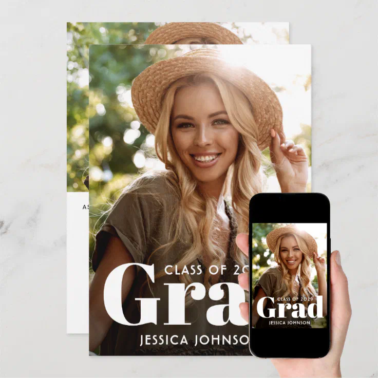 Modern 2 Photo VIRTUAL Graduation Party Invitation Zazzle