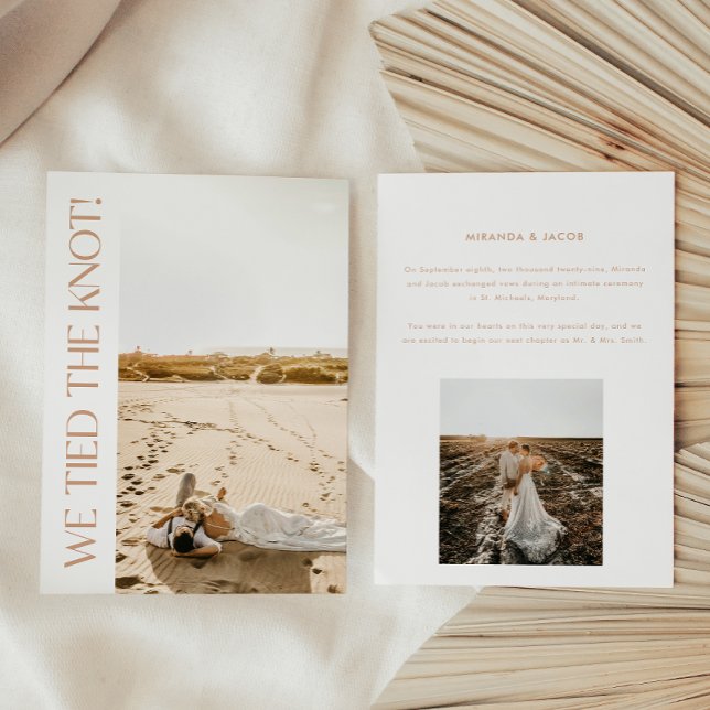 Modern 2-Photo 'We Tied the Knot' Elopement Announcement (Creator Uploaded)
