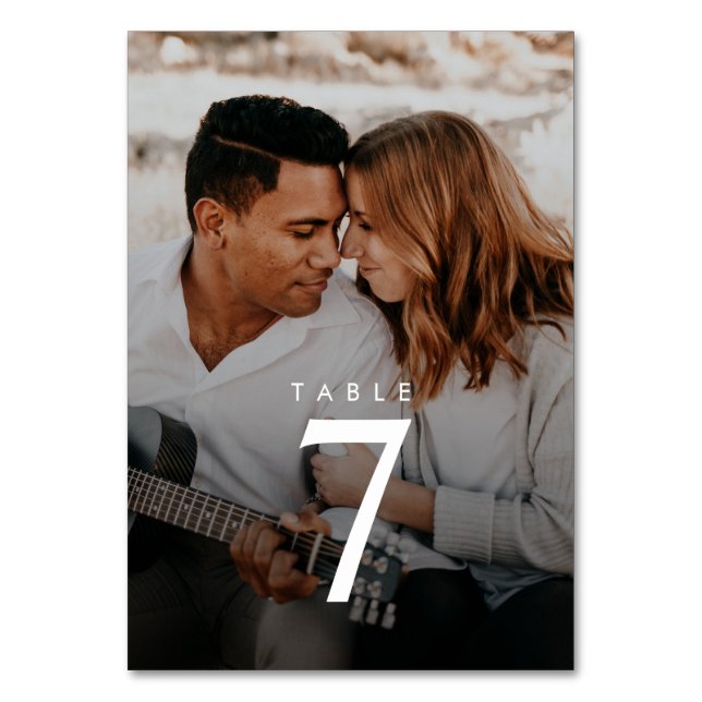 Modern 2-Photo Wedding Table Number (Front)