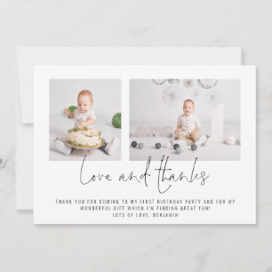 Modern 2 Photos Birthday Love and Thanks Card