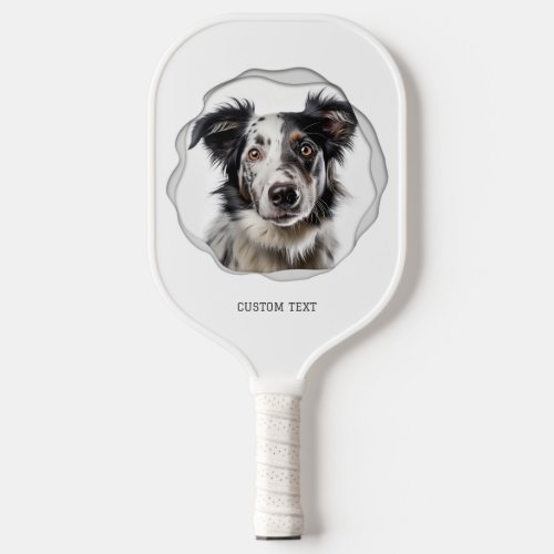 Modern 2 Photos Custom Text Pet Pickleball Paddle