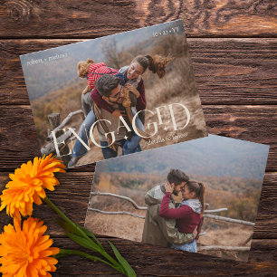 Modern 2 Photos Engagement Editable Color Overlay Announcement