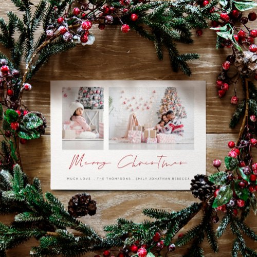 Modern 2 Photos Handwriting Script Merry Christmas