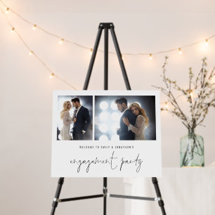 Modern 2 Photos Script Welcome Engagement Party Foam Board