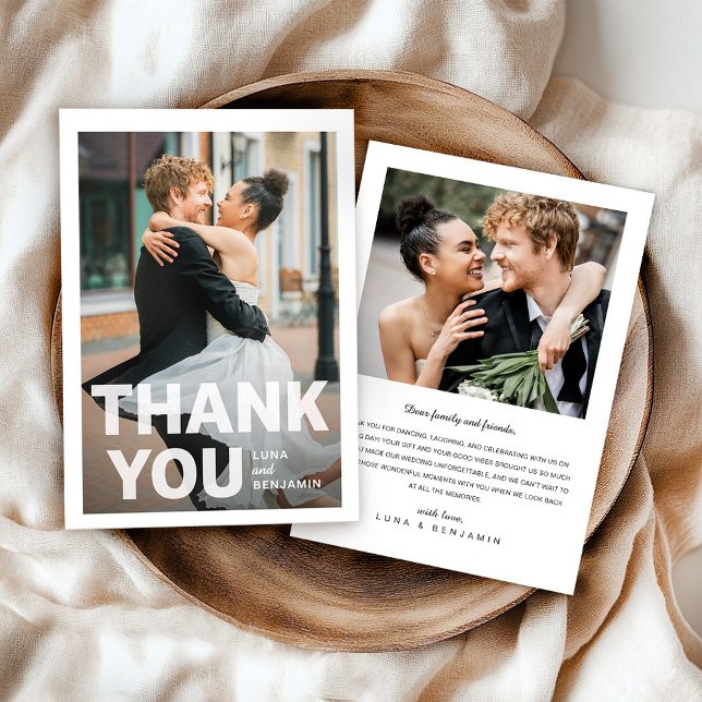 Modern 2 Photos Wedding Thank You Card (Creator Uploaded)