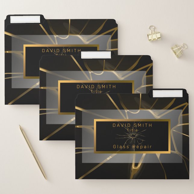 Modern 2in1 Professional Glass Business Card & File Folder (Set)