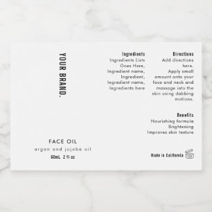 Modern 2oz Dropper Bottle Waterproof Label